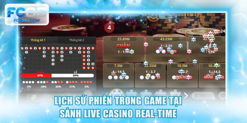 Lịch sử phiên trong game tại sảnh live casino real-time