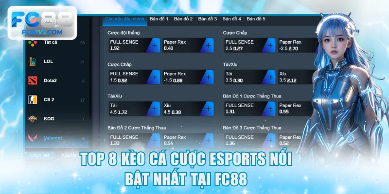 Top 8 kèo cá cược Esports nổi bật nhất tại FC88